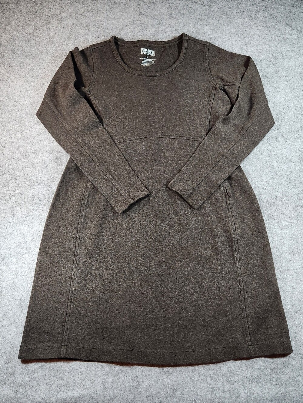 Duluth Trading Co Brown Long-Sleeve Knit Sweater Midi Dress Small